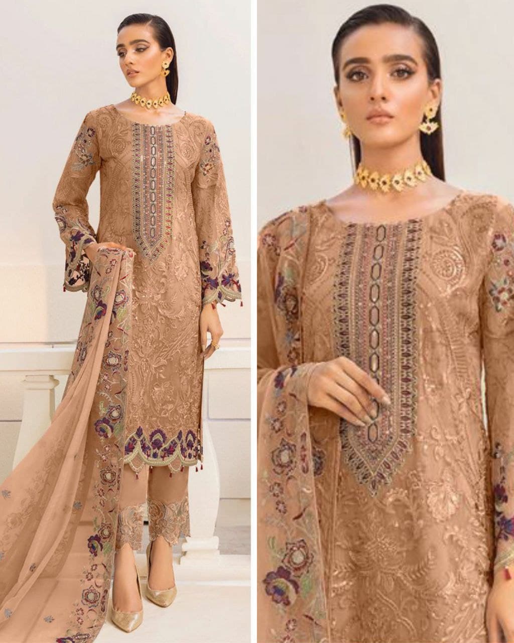 Exclusive Pure Georgette Embroidery Work Pakistani Salwar Suit With Dupatta (LQAF1008)