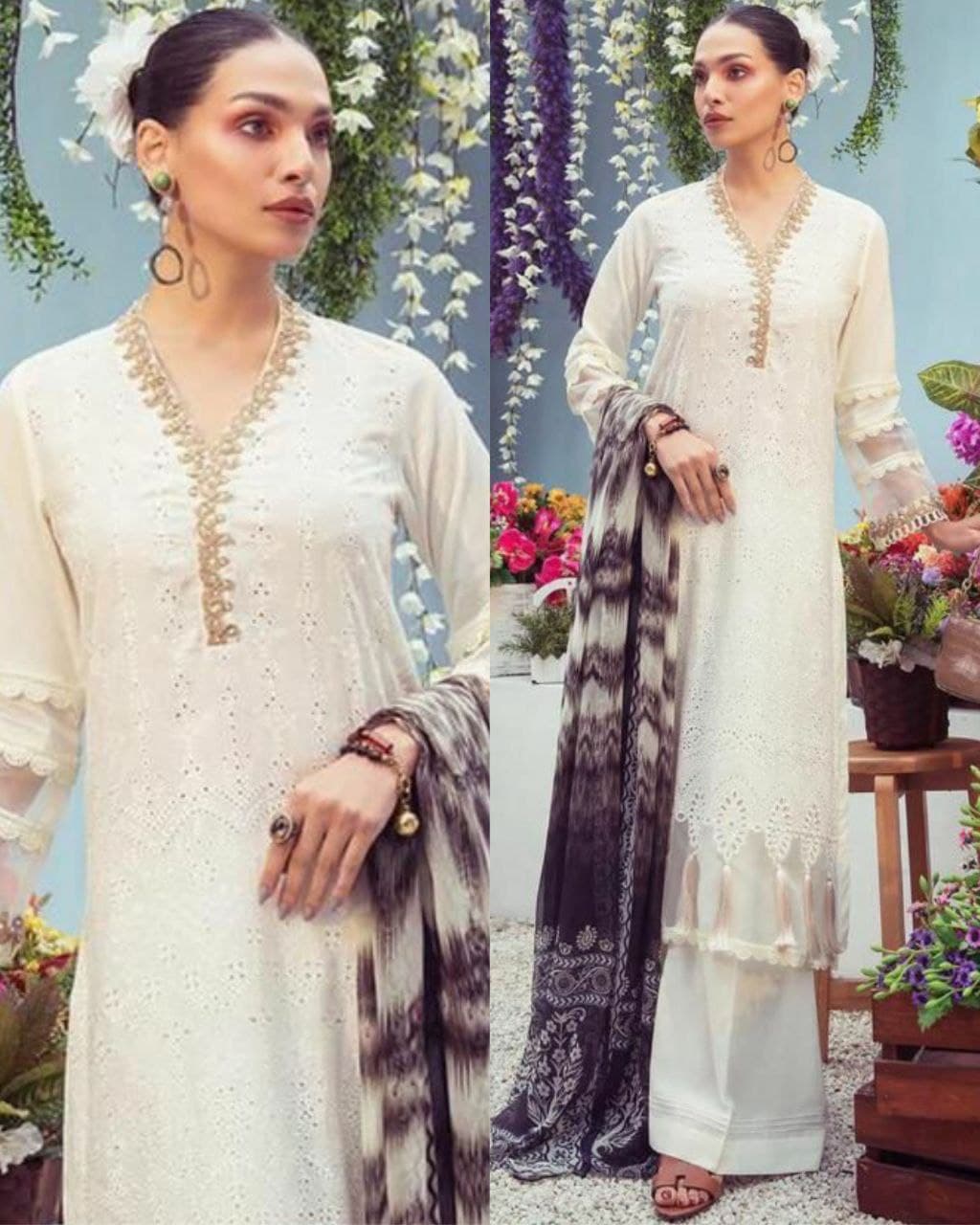 Aromatic Pure Georgette Embroidery Work Pakistani Palazo Suit With Dupatta (LQAF1021)