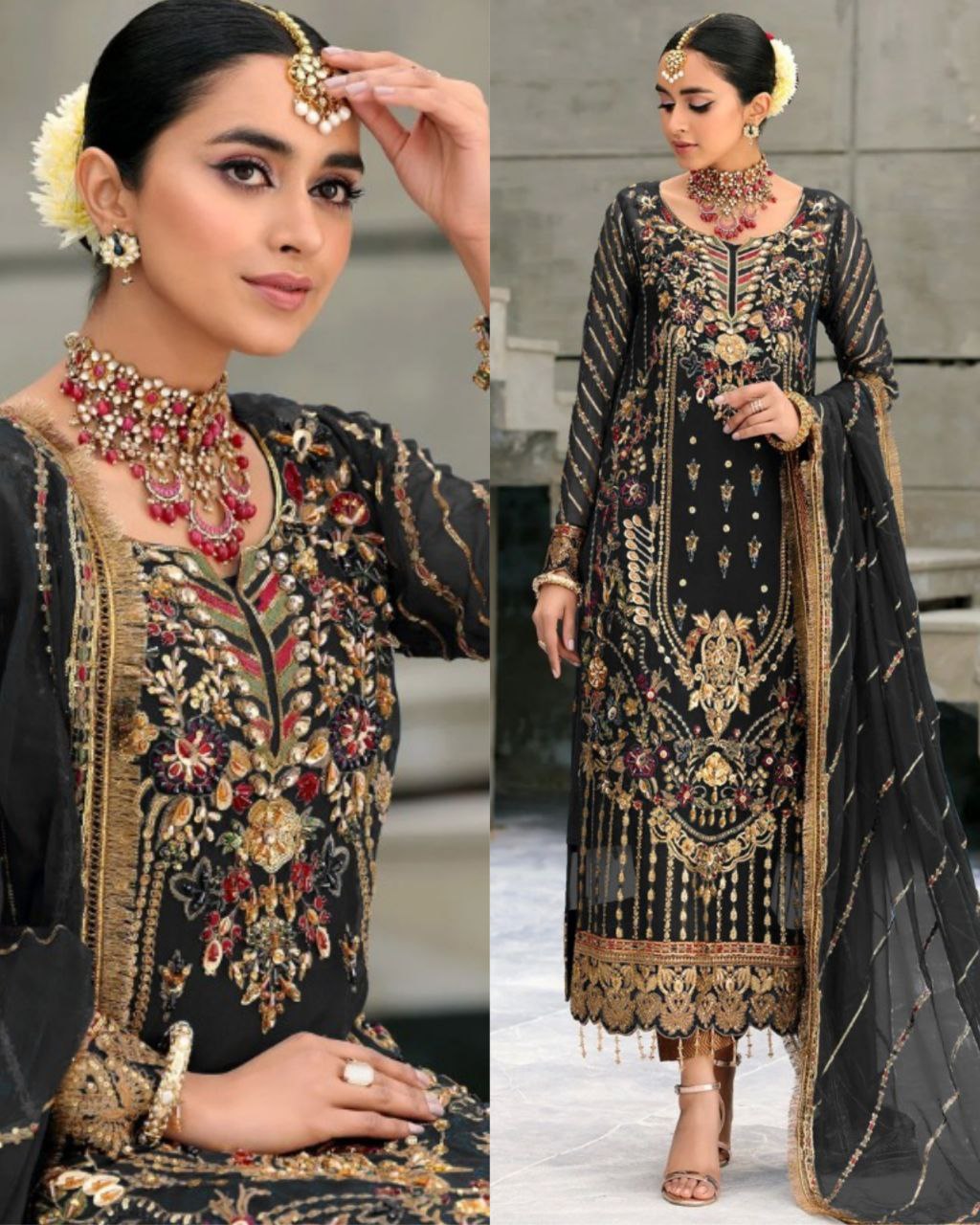 Alluring Pure Georgette Embroidery Work Pakistani Salwar Suit With Dupatta (LQAF1057)
