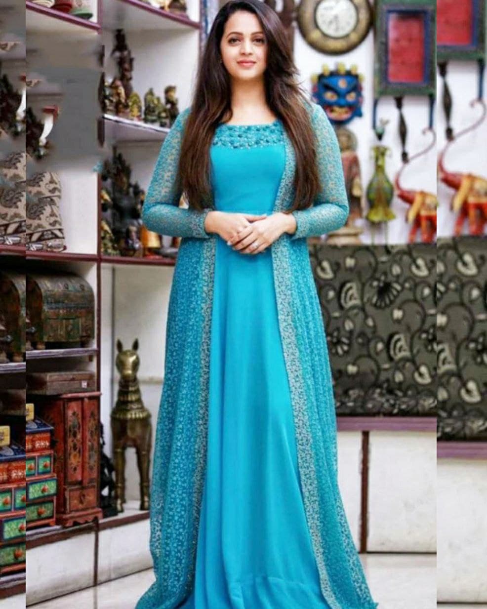 Sky Color Party Wear Designer Gown :: ANOKHI FASHION