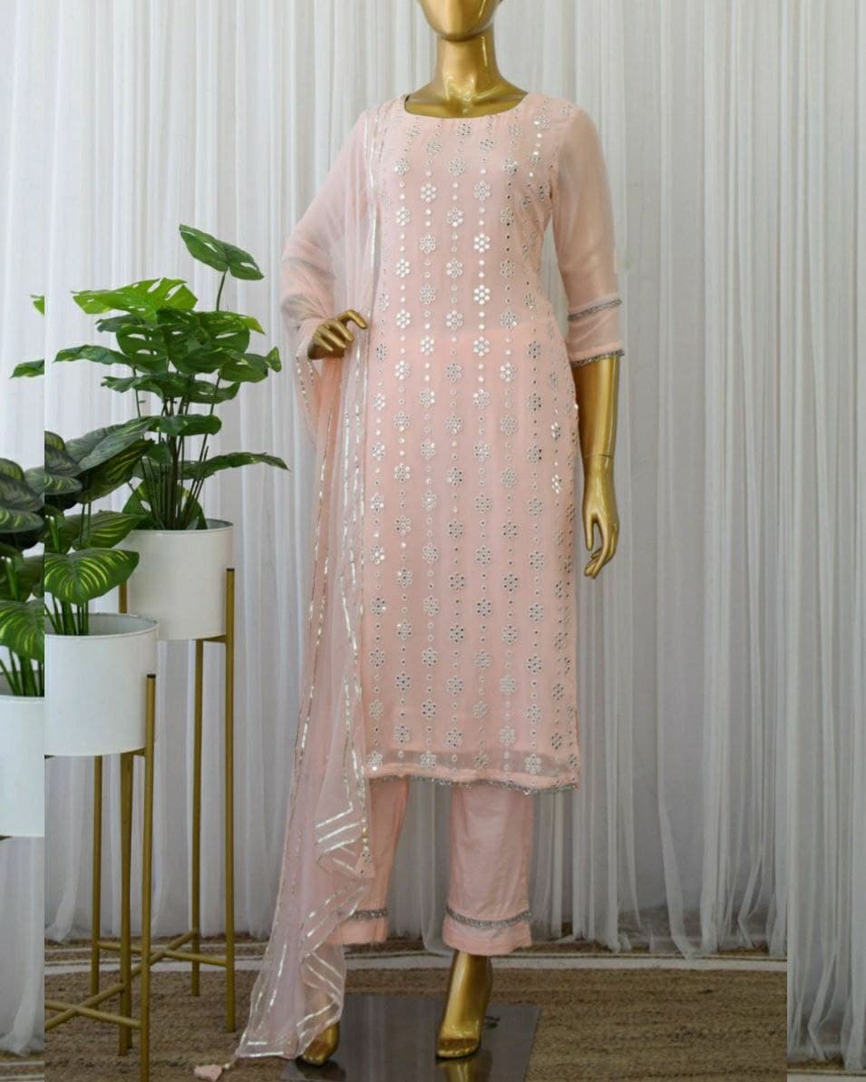 Beautiful Georgette Silk Sequence Work Salwar Suit With Dupatta