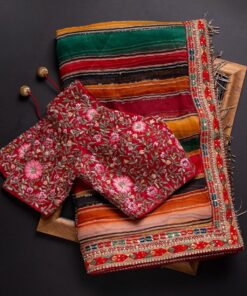 Exclusive Multi Rajwadi Silk Embroidery Work Saree With Blouse