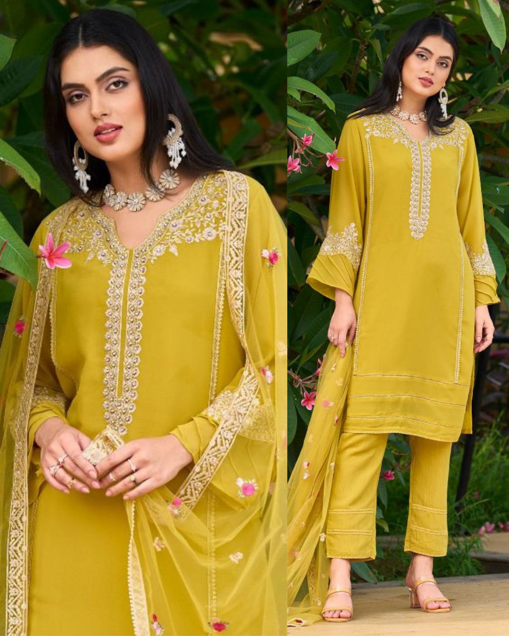 Exclusive Yellow Embroidery Work Pakistani Salwar Suit With Dupatta (LQAF1102)