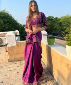 Exclusive Purplw Rangoli Silk Embroidery Work Saree With Blouse
