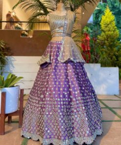 Beautiful Purple Phantom Silk Embroidery Work Lehenga Choli With Dupatta