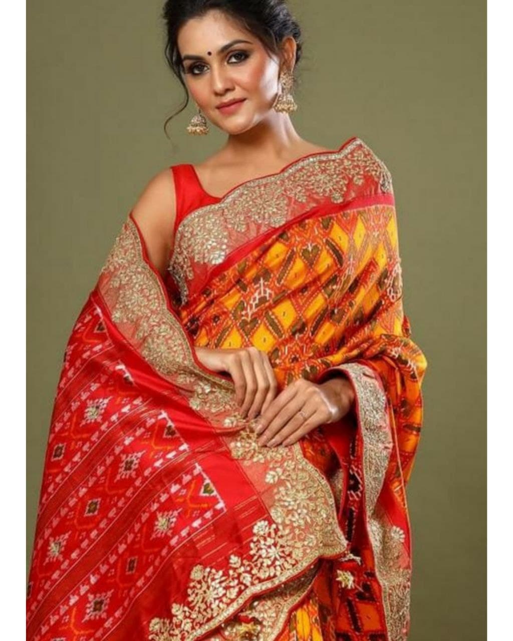 Red Vichitra Silk Sequence Work Saree With Blouse (LQRV2085)