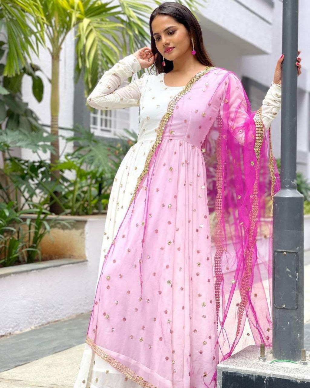 Buy Embellished Polyester Stitched FlaredAline Gown Pink Online at Best  Prices in India  JioMart
