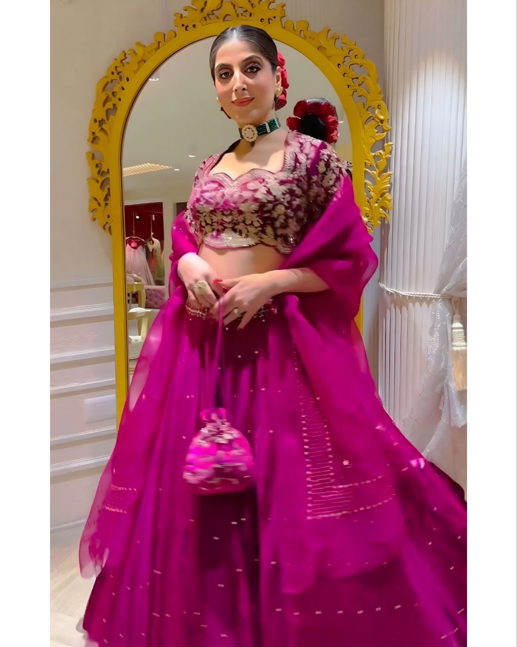 Dark pink lehenga choli sale