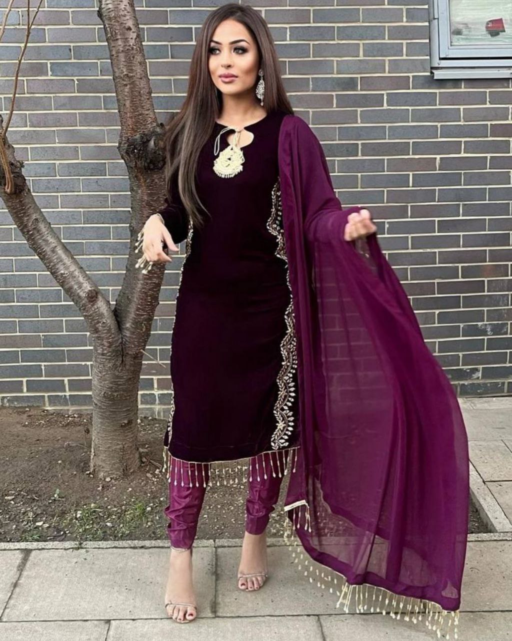 Purple velvet hotsell trouser suit