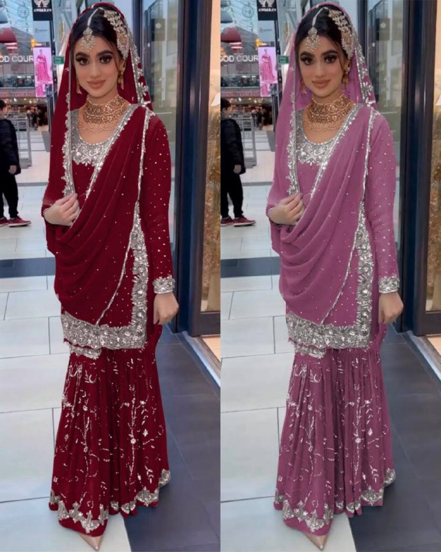 Digital Printed Sharara - Shamita Shetty Dusty Mauve Chinon Silk Sharara –  Empress Clothing