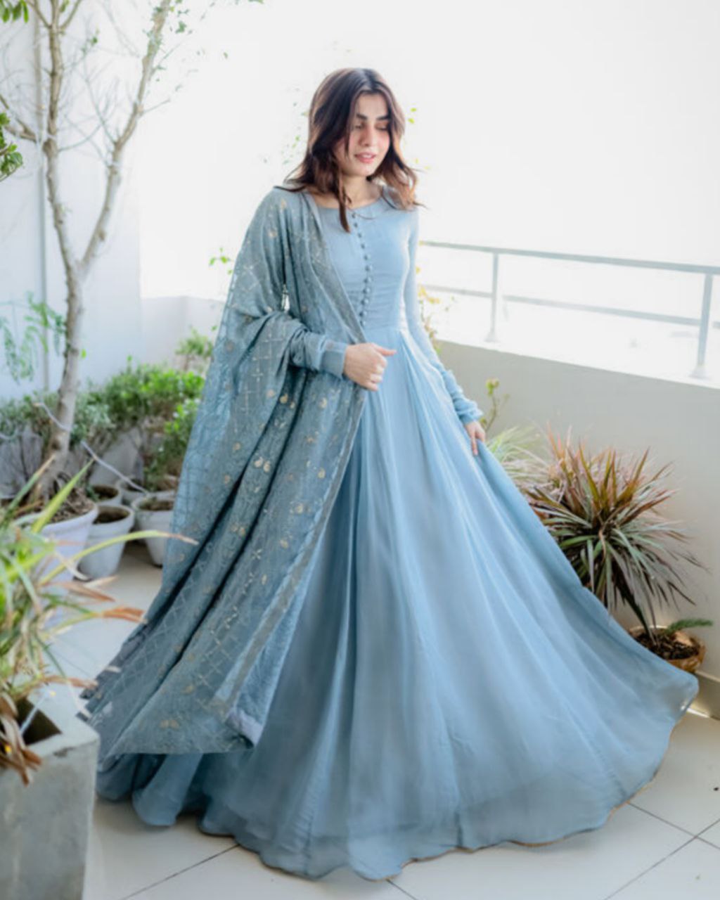 Blue grey gown on sale