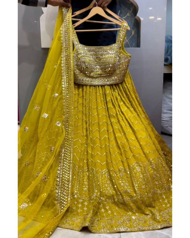 Yellow And Pink Banarasi Semi-Stitched Lehenga in Synthetic – Khatri  Jamnadas Bechardas