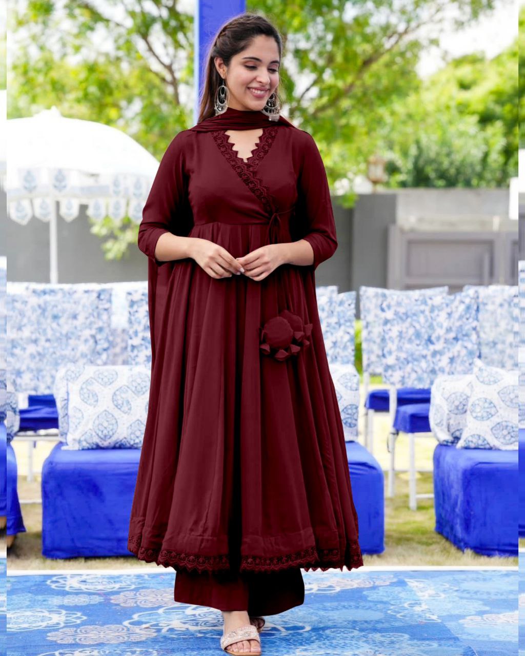 Laal – A luscious Maroon Anarkali Suit – Soulishwear