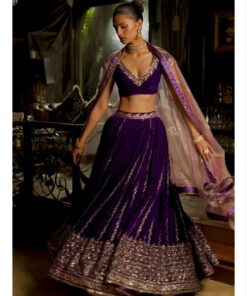 Exclusive Purple Micro Velvet Sequence Work Lehenga Choli With Dupatta