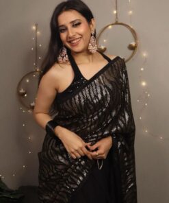 Exclusive Black Rangoli Silk Sequence Work Saree With Blouse