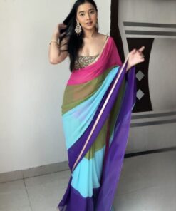 Exclusive Multi Rangoli Silk Digital Print Saree With Blouse