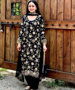 Exclusive Black Pure Georgette Embroidery Work Pakistani Suit With Dupatta