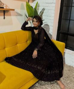 Exclusive Black Georgette Sequence Work Anarkali Suit With Dupatta
