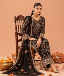Exclusive Black Georgette Sequence Work Pant Suit With Dupatta