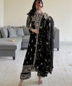 Exclusive Black Soft Georgette Sequence Work Pakistani Suit With Dupatta