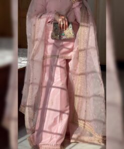 Exclusive Powder Pink Silk Sequence Work Sharara Suit With Dupatta